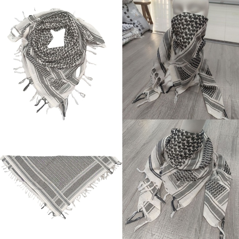 WIT Shemagh Chiến Thuật Khăn Sa Mạc Cotton Keffiyeh Khăn Bọc Cho Nam Nữ Đầu Sa Mạc Cổ Khăn 43Inch