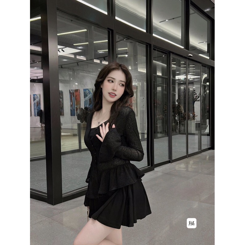 Set áo len chân váy