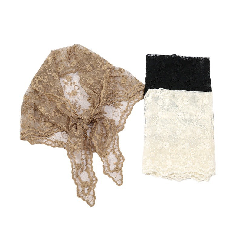 Khăn Choàng Ren Hoa Phối Tua Rua Hình Tam Giác Thời Trang Cho Nữ # 1