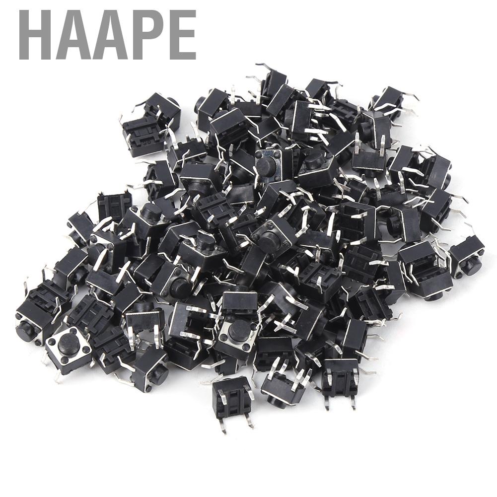 Haape 100pcs Momentary Tactile Push Button Switch Mini Tact Accessory 6x6x4.3mm
