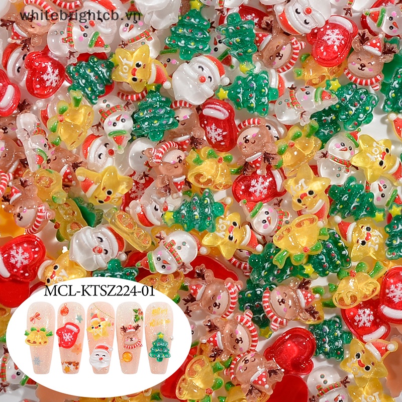 / / Cny Set / 20 Phụ Kiện Trang Trí Móng Tay 3d Nhựa resin Chủ Đề Giáng Sinh / Ông Già Noel / Nai Sừng Tấm Lưng Phẳng