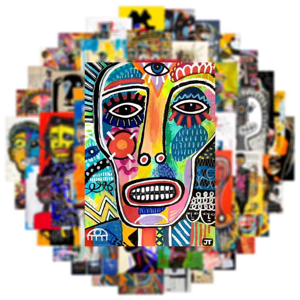 Bộ 50 Miếng Dán Trang Trí Mũ Bảo Hiểm / Bút Chì Chống Thấm Nước Họa Tiết graffiti Độc Đáo