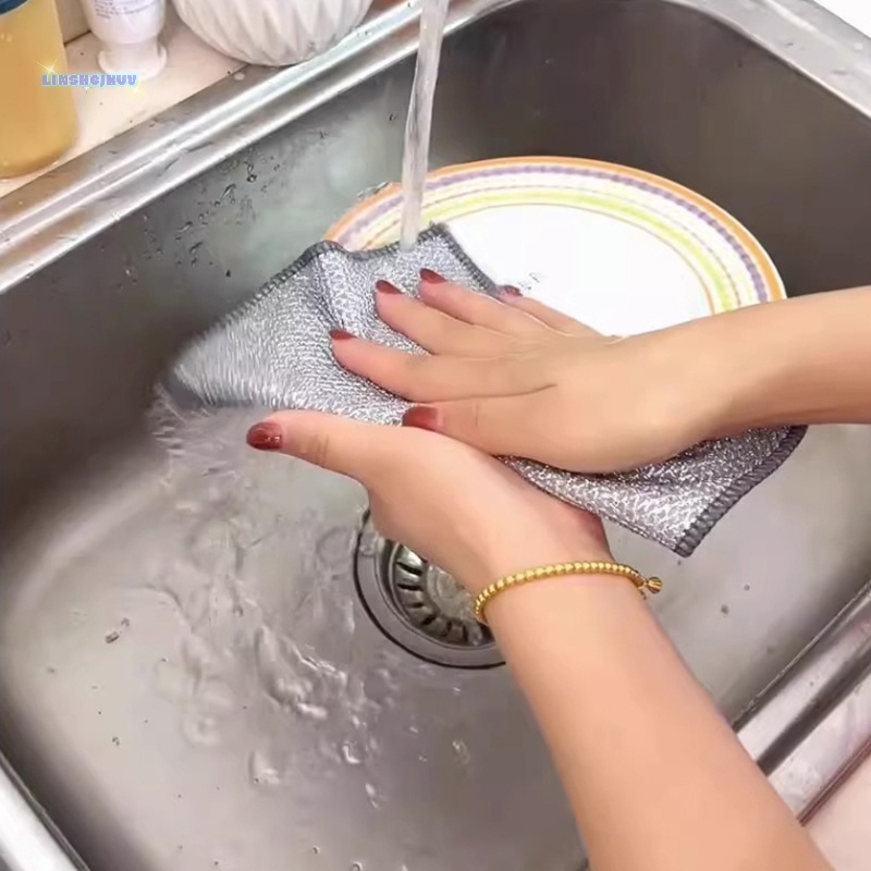 Khăn Lau Chén Dĩa Bằng Dây Thép Không Dính Tiện Dụng Cho Nhà Bếp