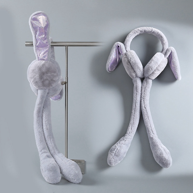 Tai Nghe Chụp Tai Hình Tai Thỏ Dễ Thương Giữ Ấm Có Thể Di Chuyển