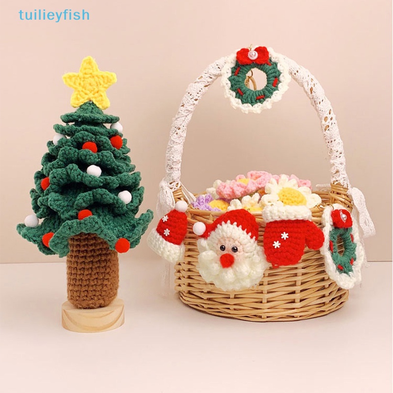 Móc Khóa Dệt Kim Hình Găng Tay Ông Già Noel Vòng Hoa Len Dệt Treo Túi Quà Giáng Sinh