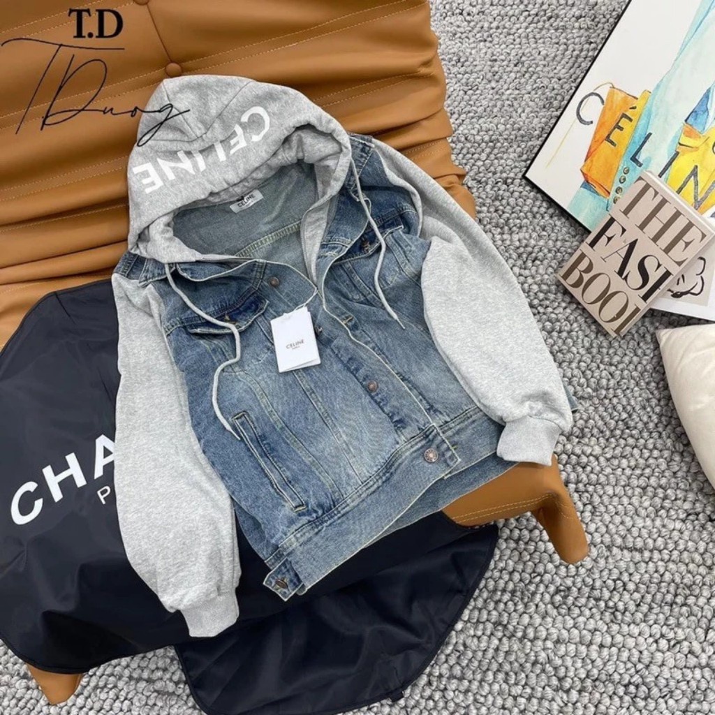 Áo Khoác Jean Mũ Ce Lin ❤ Áo Bò Dày Dặn Dáng Rộng Nam Nữ NVA739
