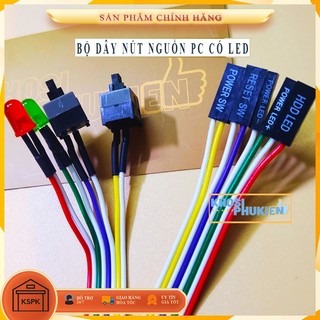 Bộ dây bao gồm 2 nút nguồn power, reset có đèn led chống cháy - hàng tốt - Công tắc power sw reset sw kèm led dây dài