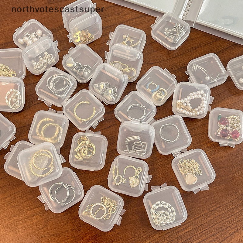 Northvotescastsuper Hộp Nhựa mini Hình Vuông Trong Suốt Đựng Trang Sức Tiện Dụng nvcs