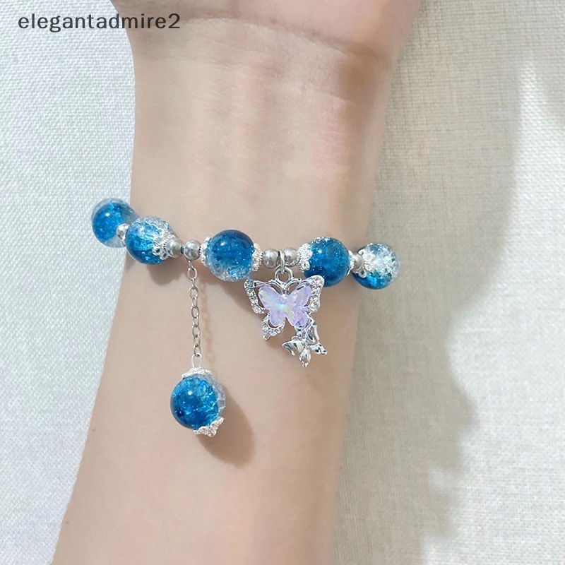 Vòng Tay Co Giãn Xâu Hạt Pha Lê Nhiều Màu Hình Bướm Thời Trang Phụ Kiện Trang Sức Làm Quà Tặng Cho