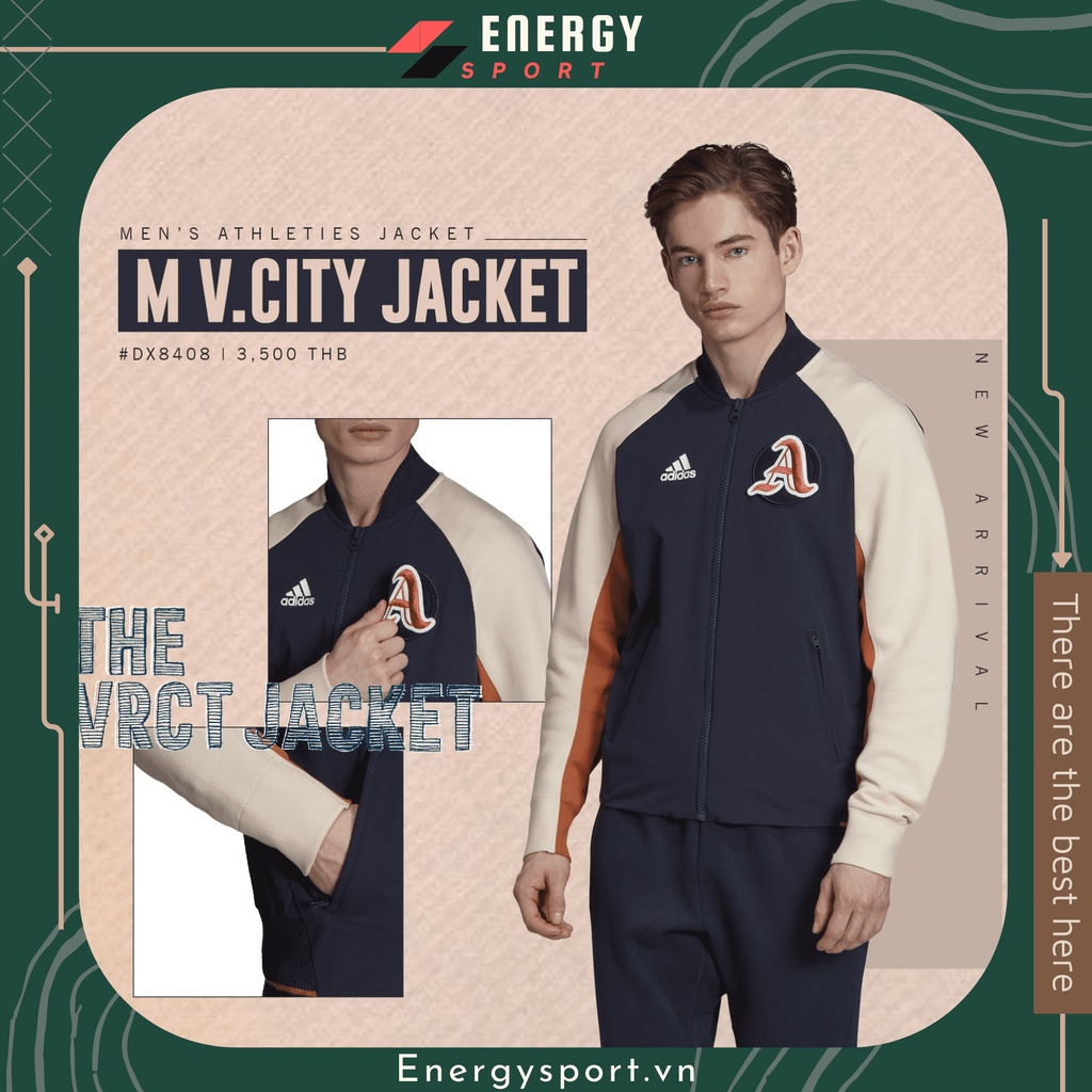 Áo Khoác Bomber Thể Thao Unisex Adidas VRCT Jacket Kem/Navy - DX8408