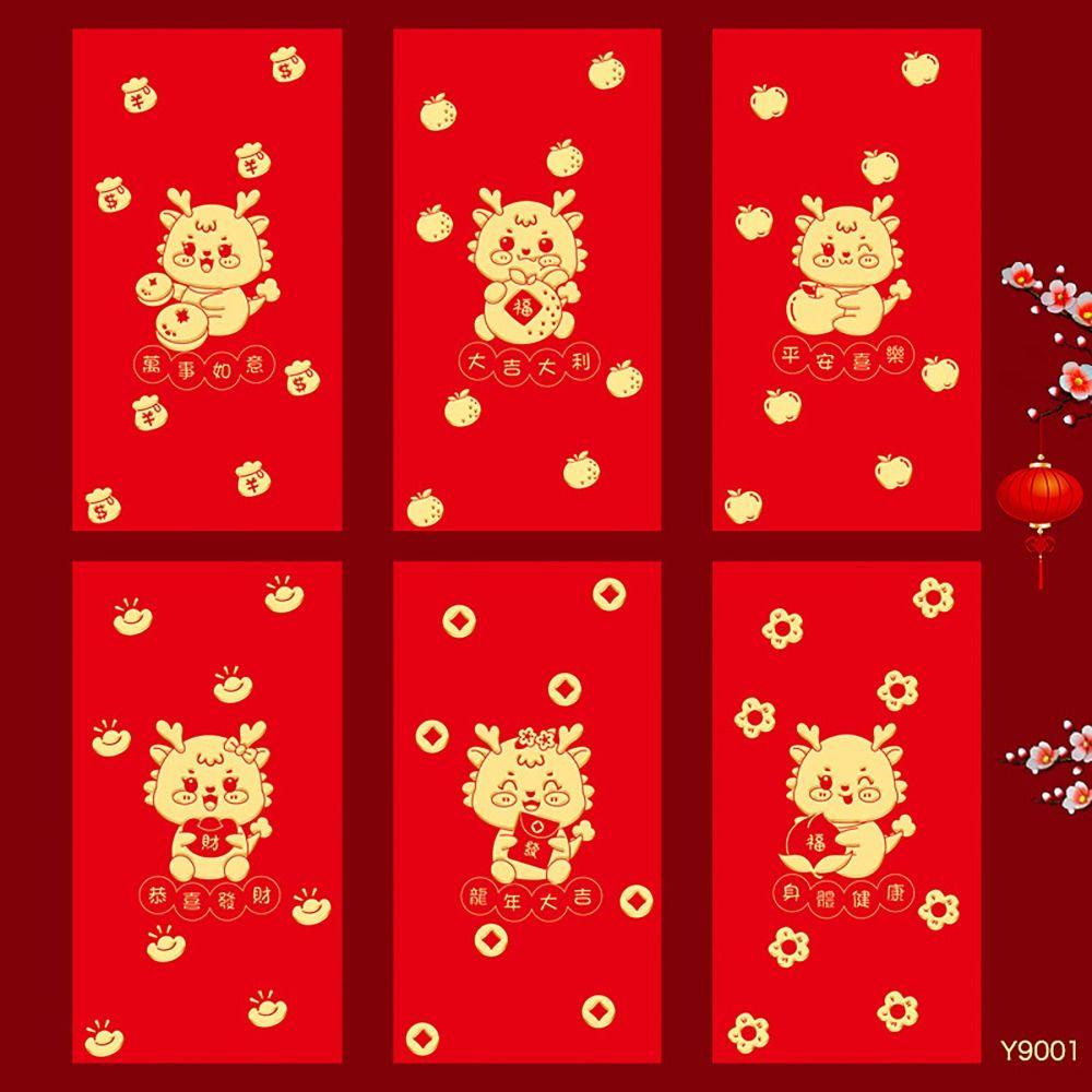 Myrong1hd Set 6 bao Lì Xì Màu Đỏ Phong Cách Hồng Kông Dùng Trong Các Bữa Tiệc