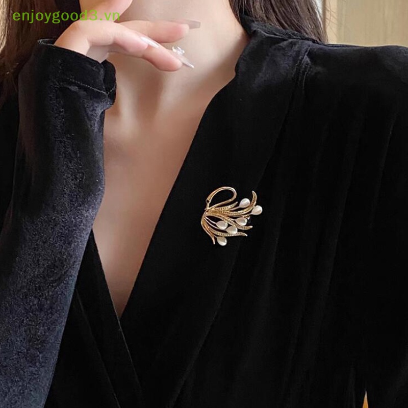 / / Trâm Cài Áo / / Trâm Cài Áo Hình Thiên Nga Đá Mắt Mèo Cá Tính Tinh Tế Chất Lượng Cao Phụ Kiện Trang Sức Cao Cấp
