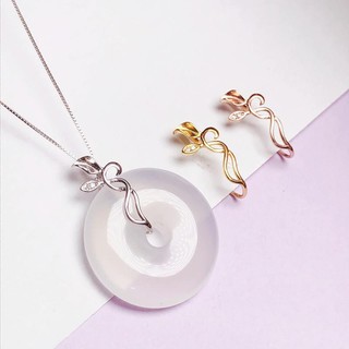 Móc khóa dây xích thời trang cá tính|khóa cài an toàn bằng bạc 925 đính ngọc bích màu bạc thời trang