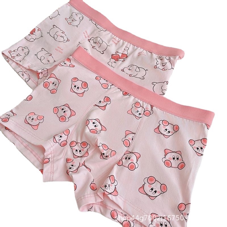 Quần Lót boxer cotton Màu Hồng In Hình Chú Heo Dễ Thương Cho Nam