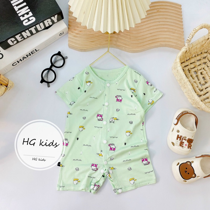 Bộ liền thân đùi/cộc tay hoạ tiết cài thẳng HG Kids chất thun lạnh loại 1 siêu mềm mát cho bé trai bé gái
