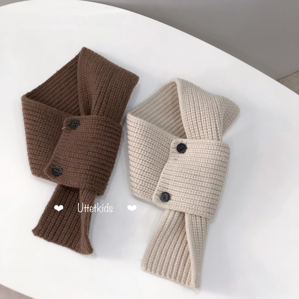 KHĂN QUÀNG CỔ LEN  HAI NÚT PHONG CÁCH HÀN QUỐC CHO BÉ GÁI VÀ BÉ TRAI TỪ 1 - 5 TUỔI