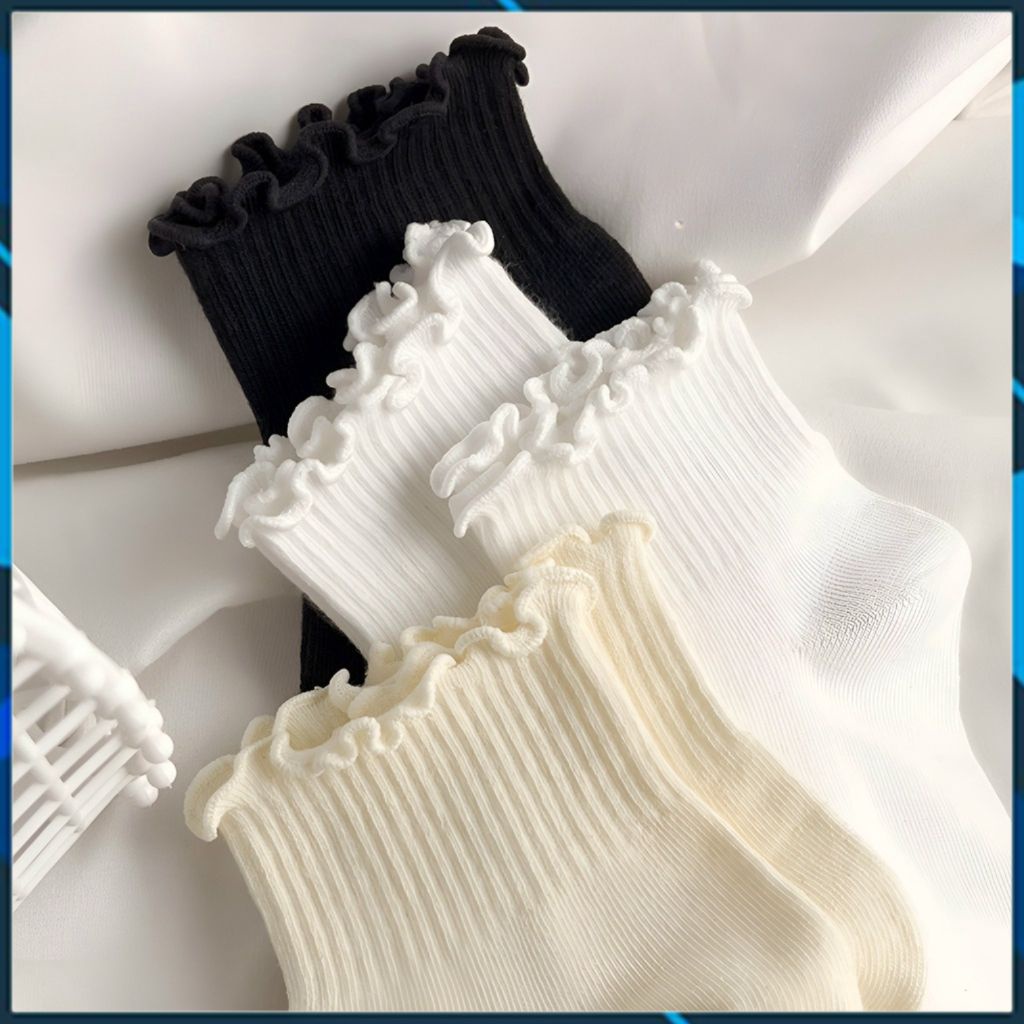 Set 3 đôi tất vớ nữ đen trắng kem thời trang 4 mùa Jinx mã TV02