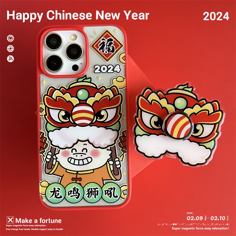 Ốp Điện Thoại Họa Tiết Sư Tử Bắt Mắt Cho iphone 15 14 pro max 13 12 pro 11pro max Giá Đỡ