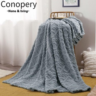 Conopery chăn lông màu trơn siêu mềm ấm áp bốn lớp cho phòng khách / phòng ngủ
