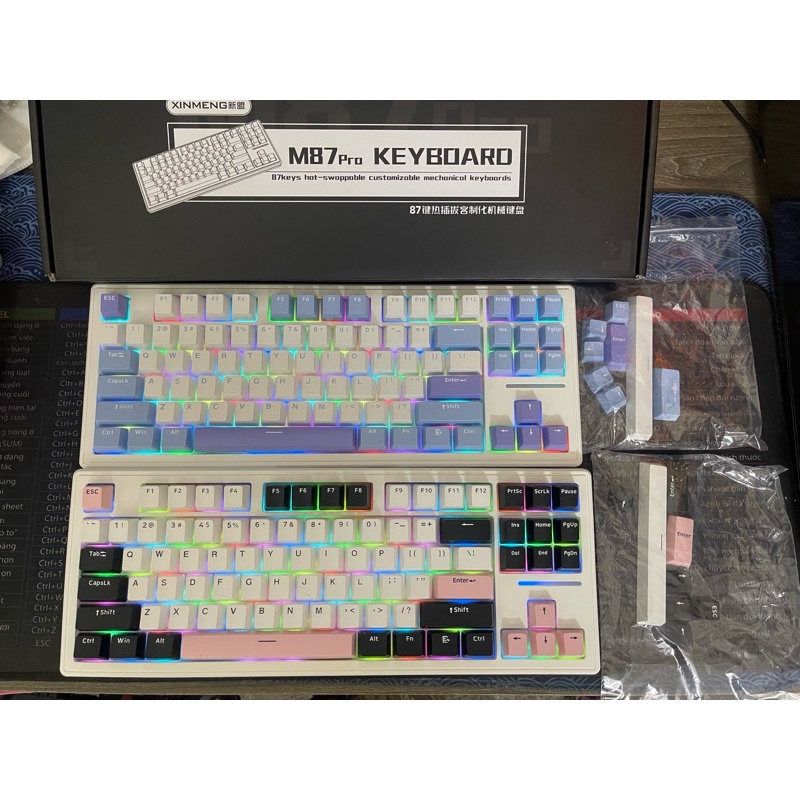 Bàn phím cơ không dây Xingmeng M87 Pro Mạch xuôi / 3 Mode / Led RGB / Hotswap / Gasket mount MKSHOP