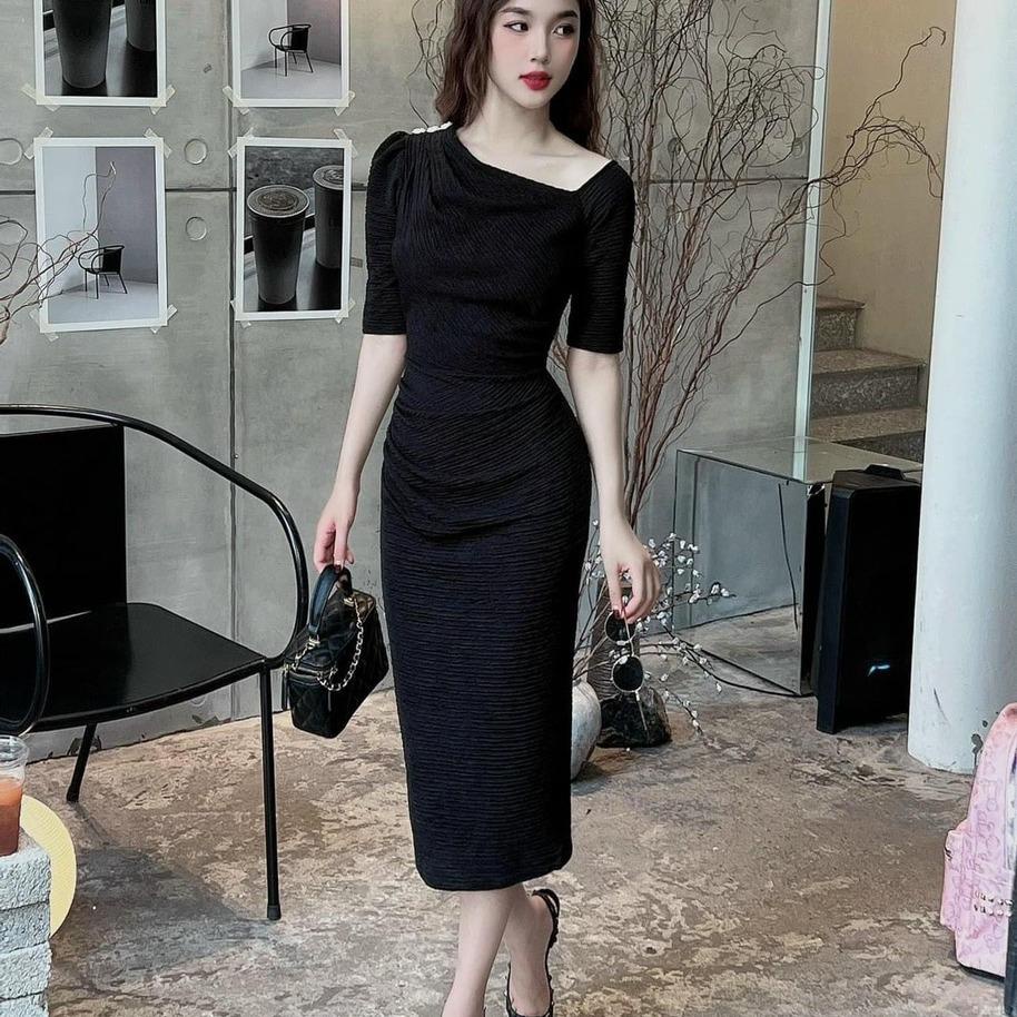 Váy Body Dự Tiệc Vải Xốp Nhật 50 - 100Kg Dễ Thương Top Nữ Dress Đen Women