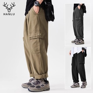 Hanlu Quần Kaki Ống Rộng Có Túi Phong Cách Nhật Bản Cho Nam