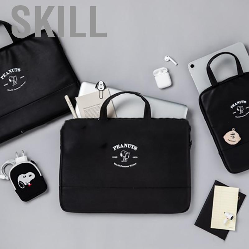 Skill Laptop Bag Cute Alphabet Patterns Waterproof Shock Resistant PU Leather Tablet with Handle