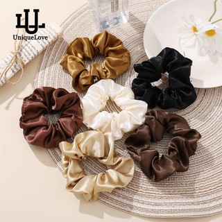 Dây buộc tóc vải lụa satin màu trơn cỡ lớn phong cách retro hàn quốc cho nữ