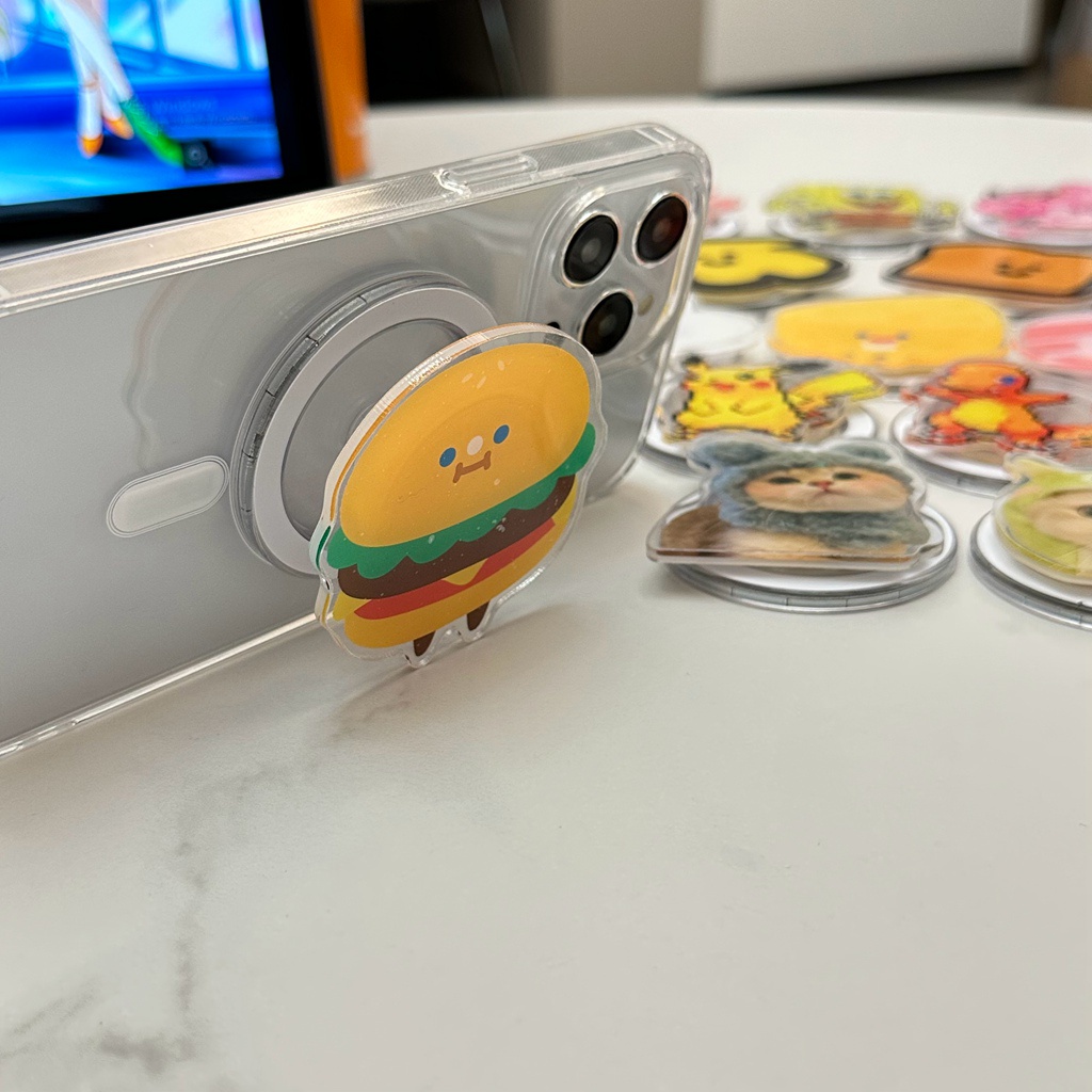 Giá Đỡ Điện Thoại / Máy Tính Bảng Bằng pc Họa Tiết Hoạt Hình Gấu / Chó / Mèo / spongebob Đáng Yêu Có Nam Châm Hút Chống Rơi