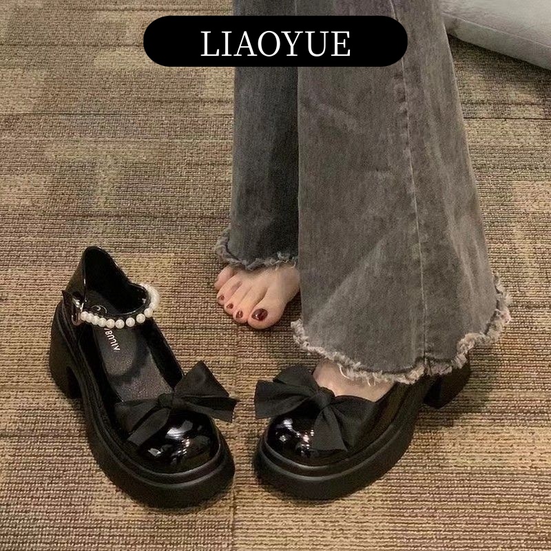 LIAOYUE giày cao gót nữ giày nữ lolita giày Giày búp bê gót đại đính tinh thể B22G024 34Z230821