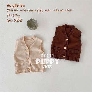 Áo khoác em bé Áo Gile len, len cotton baby Thu Đông.