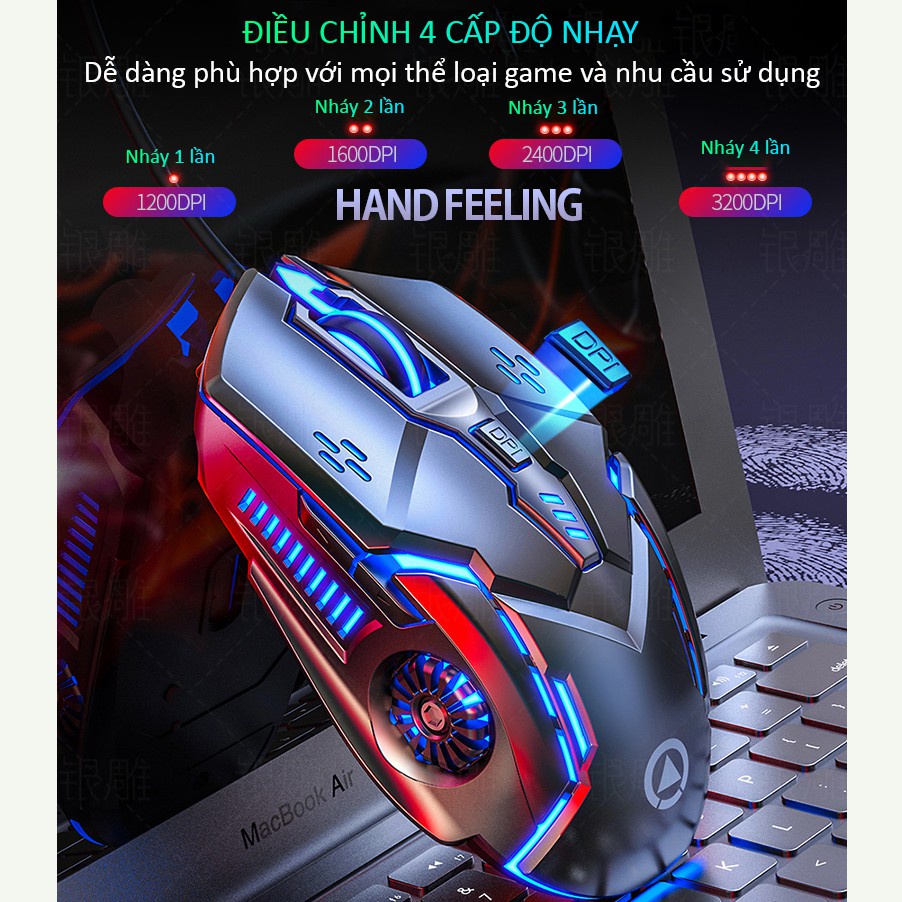 Chuột Máy Tính Chơi game 6 Nút Đèn led rgb 3200 yindiao g5s
