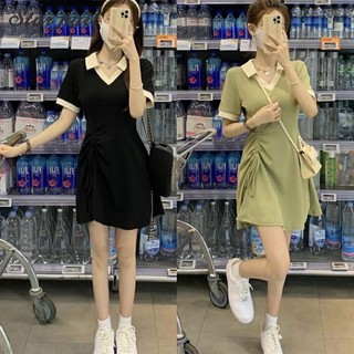 Đầm cổ polo ôm eo phối dây rút thời trang mùa hè