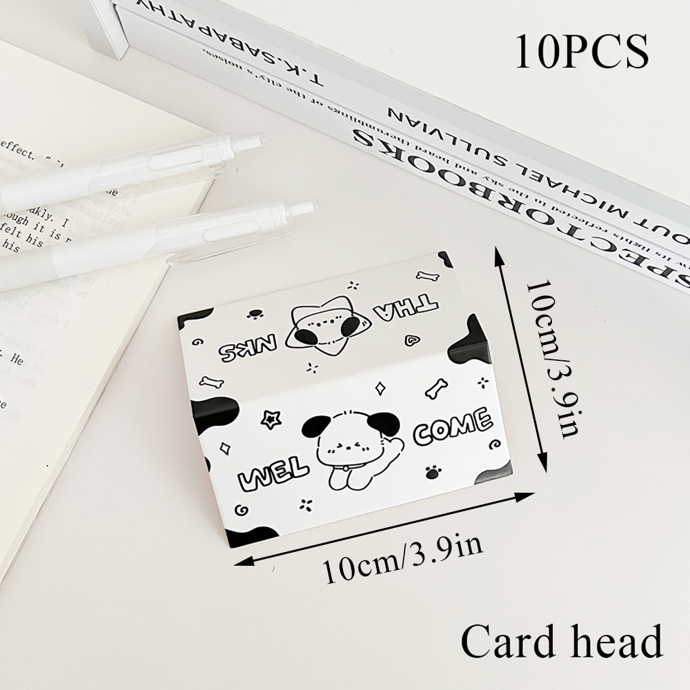Set 10 Tấm Giấy Cạc Tông Họa Tiết Chó Mèo Hoạt Hình Trang Trí