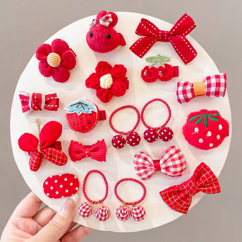 Set 3 Kẹp Tóc Nơ Xinh Xắn Đáng Yêu Mừng Năm Mới Cho Bé Gái
