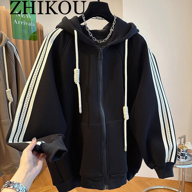 ZHIKOU Áo Khoác hoodie áo khoác nữ zip hoodie Thoải mái unique Phong cách High-quality WWY23C0J2L 51Z231221
