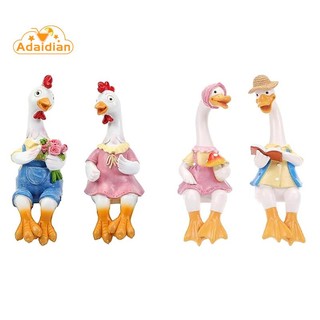 Tượng Cặp Đôi Vịt Ngồi Trên Vườn Bằng Nhựa resin Dễ Thương Trang Trí Nhà Cửa