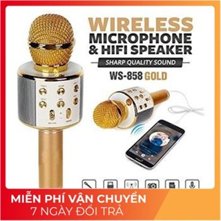 WS858 Mic Hát Karaoke Bluetooth Không Dây WS858 - Âm vang - Ấm - Chuẩn Mic hát Karaoke cầm tay mini (cao_nhien_thith)