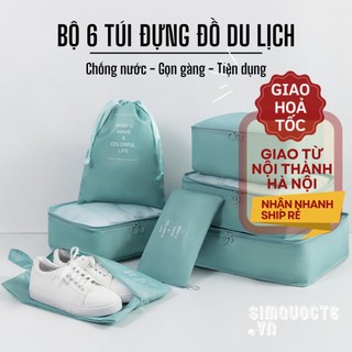 Bộ túi đựng đồ du lịch 06 món đựng quần áo, đồ lót vải chống thấm nước cao cấp nhiều kích cỡ xếp vali gọn gàng TDL28