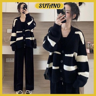 [XẢ KHO] Áo khoác Cardigan len nữ dáng dài, áo khoác len hàn quốc màu đen trắng ngựa vằn A332 SUTANO