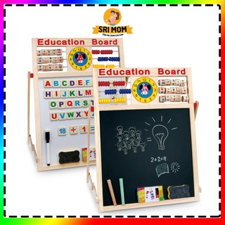 Bảng ghép số và chữ cái 2 mặt nam châm bằng gỗ education board, bảng 2 mặt tặng kèm bộ chữ + số - srimom
