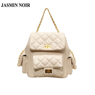 Ba Lô JASMIN NOIR Da PU Họa Tiết Ca Rô Phối Dây Xích Thời Trang Dành Cho Nữ