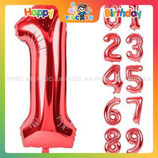 Bóng phao số 40cm đỏ mừng sinh nhật hpbd