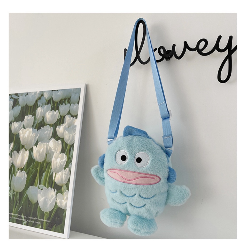 Túi Đeo Chéo Gấu Nhồi Bông Con Cá Xấu Xí Ngộ Nghĩnh Đáng Yêu