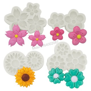 Khuôn silicon hoa anh đào, hoa mai, hoa hướng dương làm fondant rau cau 3d, 4d