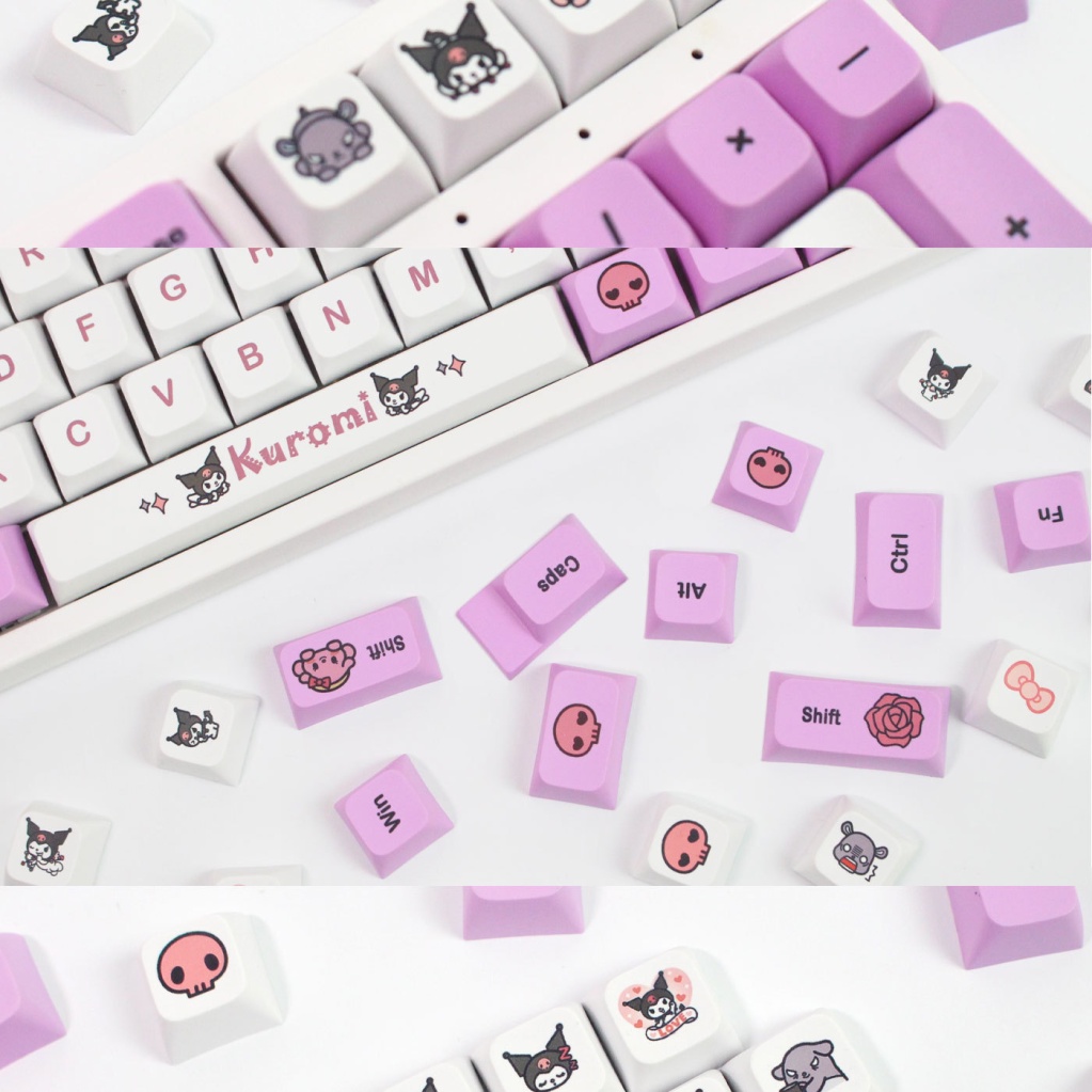 Keycaps Kulomi dễ thương, XD, 131 phím, thăng hoa nhiệt PBT, bàn phím thích hợp cho switch vệ tinh