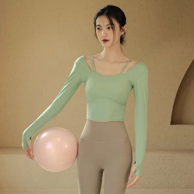 Áo Thun Thể Thao Tay Dài Có Mút Đệm Ngực Thời Trang Quyến Rũ Cho Nữ