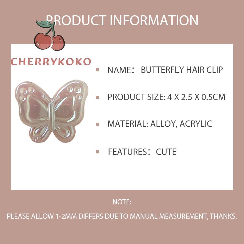🍒🍒Cherrykoko Kẹp Tóc Hình Bướm Màu Kẹo Gradient Phong Cách Hàn Quốc Dễ Thương Dành Cho Bé Gái