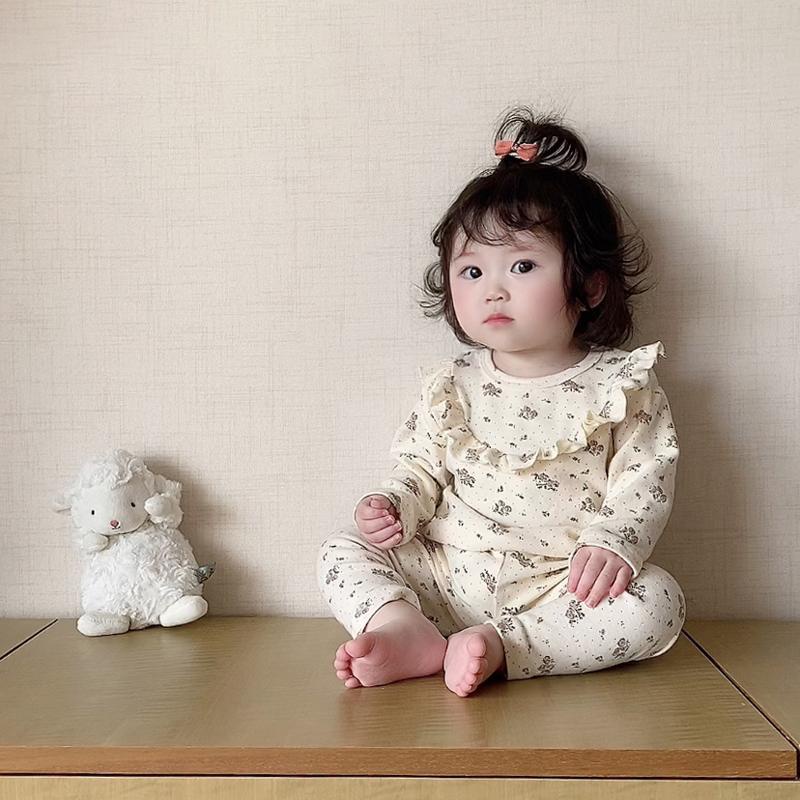 Bộ Đồ Ngủ Hai Mảnh Áo Tay Dài Và Quần Dài In Hoa Dành Cho Bé Gái Mẫu Mới 2023