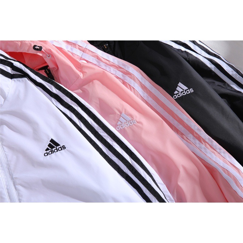 Áo Khoác Thể Thao adidas 100% Chính Hãng Thêu logo Phối Ba Sọc Có Khóa Kéo Thời Trang Cho Nam Và Nữ